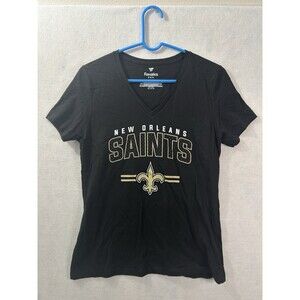 New Orleans Saints Shirt Womens Medium M Black V-Neck Fanatics NWOT Cotton Tee